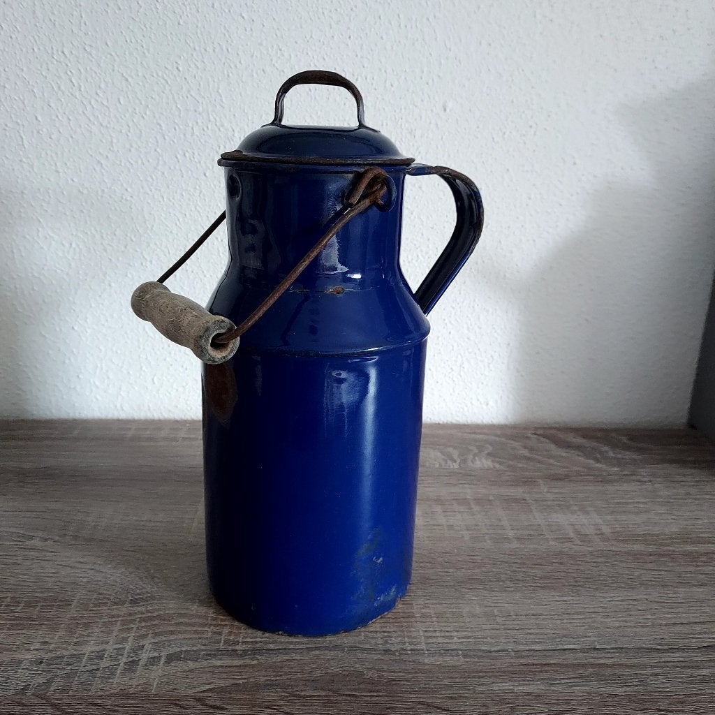 Emaille oude melkkan kobalt blauw, Antiek en Kunst, Ophalen of Verzenden