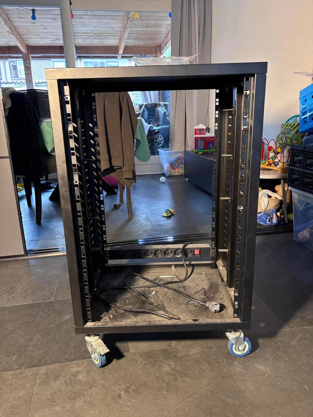 19 inch Serverrack / Audiorack op Wielen - Zwart, Computers en Software, Ophalen, Gebruikt