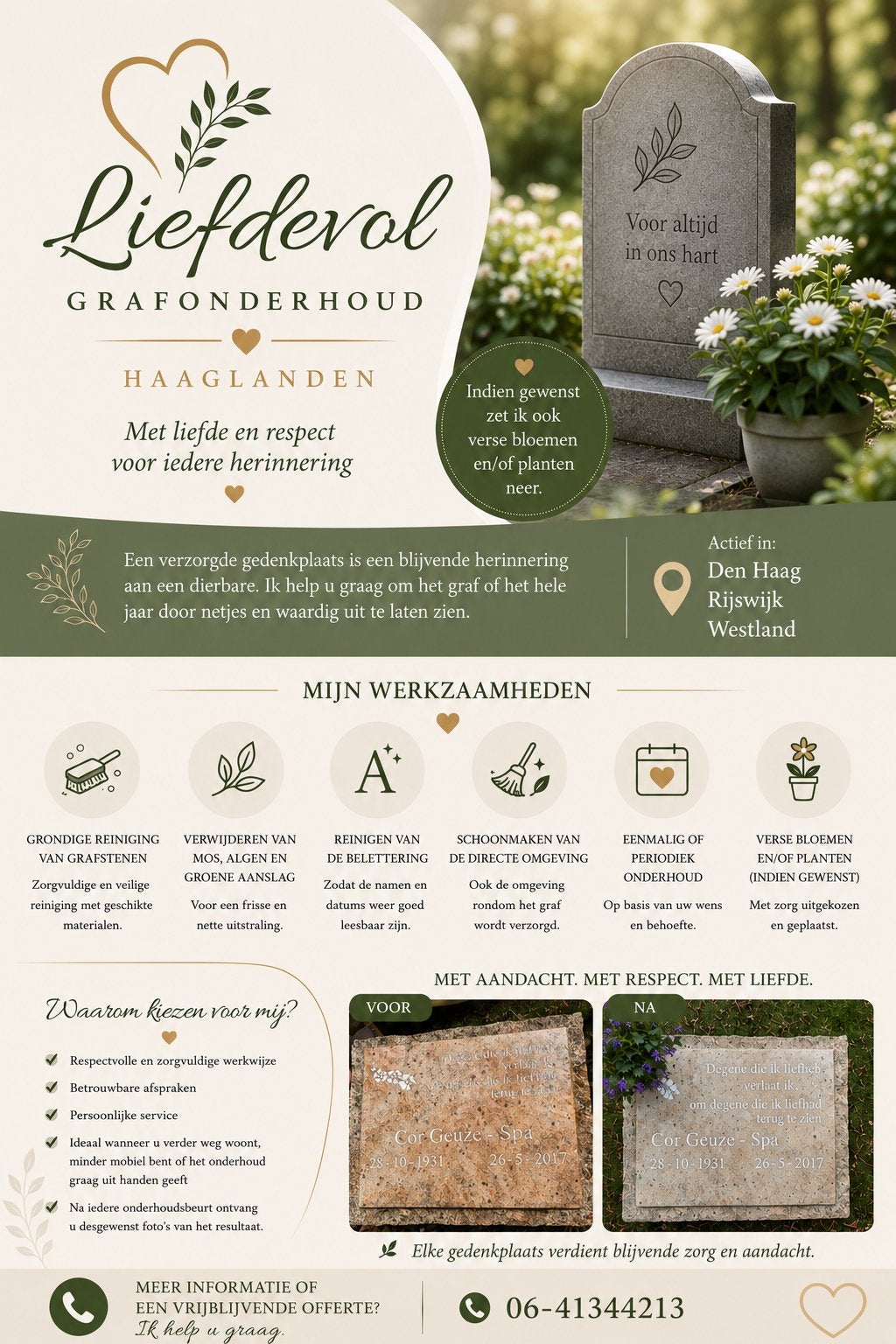 Grafsteen reiniging en onderhoud