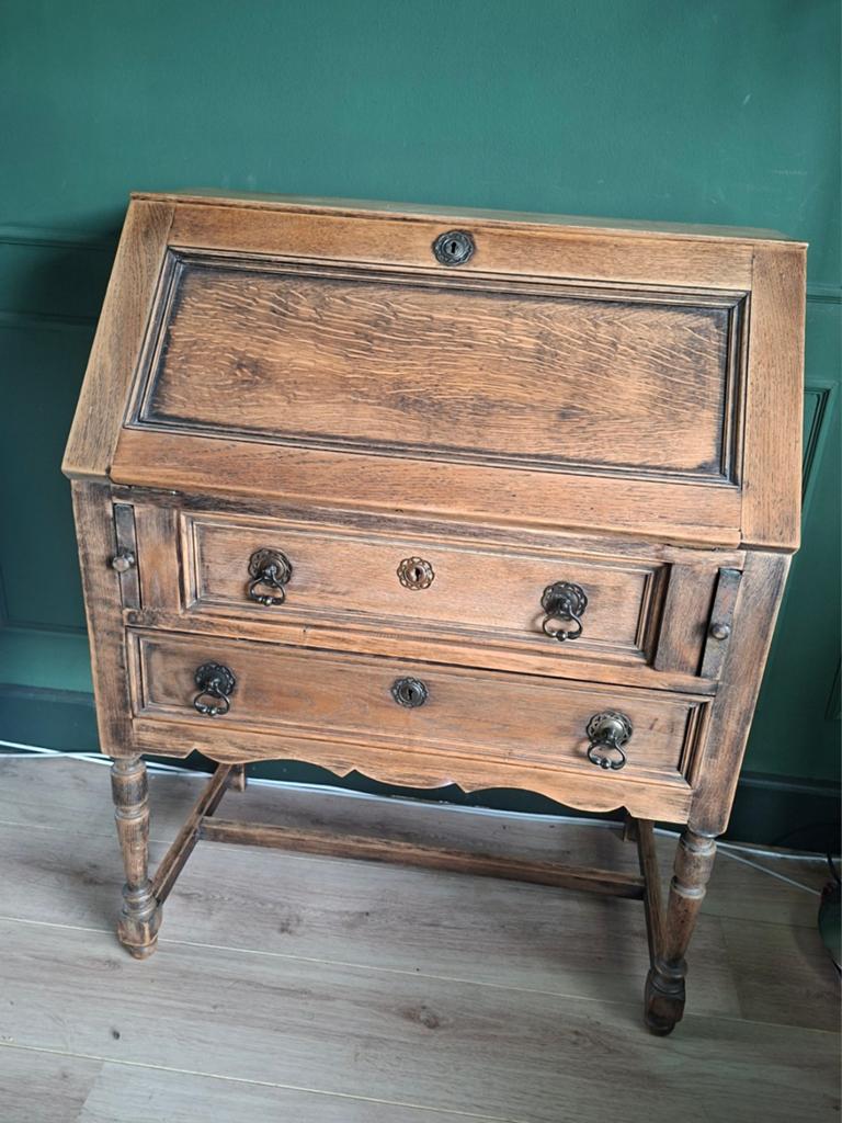 Leuke Antieke eiken secretaire - 98x40x74 cm, Ophalen, Gebruikt, Antiek