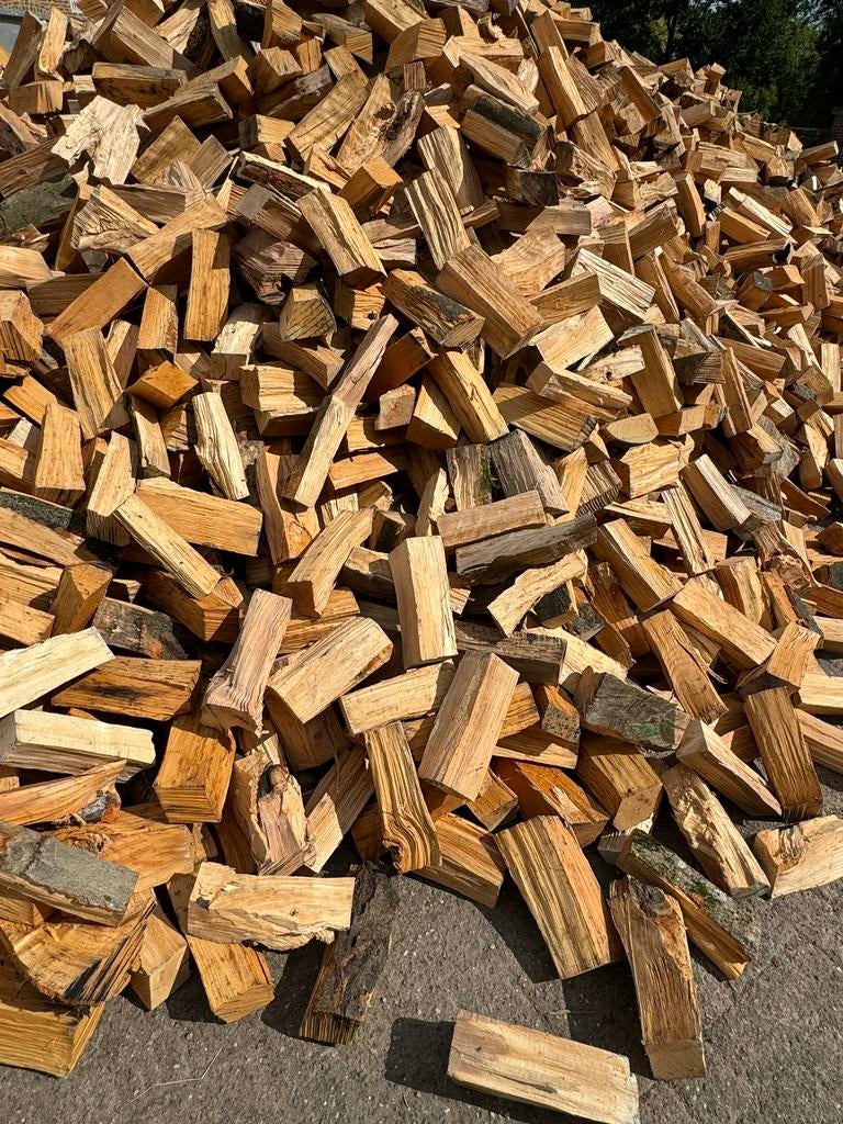 Haardhout halfdroog - Volgende winter direct stoken., Tuin en Terras, Haardhout, 6 m³ of meer, Ophalen, Overige houtsoorten, Blokken