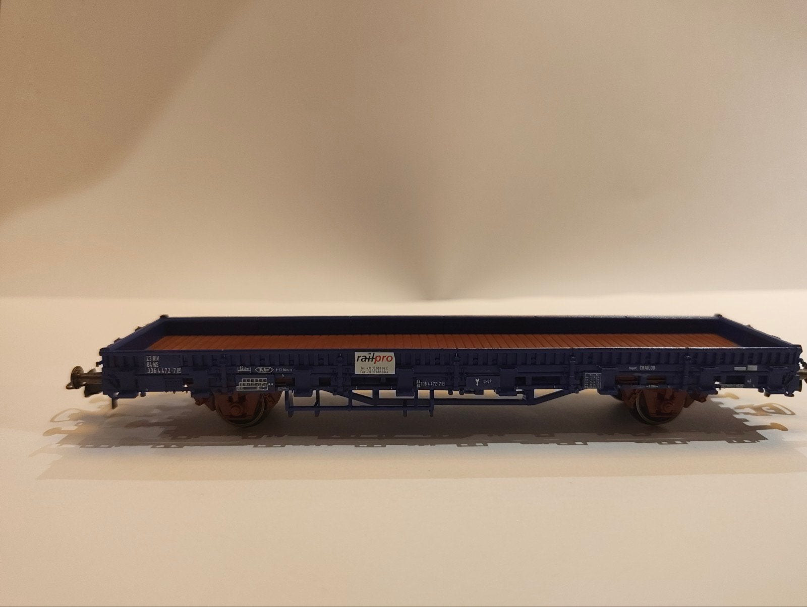 Roco 47160 platte wagen Railpro zeer goede staat, Hobby en Vrije tijd, Modeltreinen | H0, Gelijkstroom, Wagon, Ophalen of Verzenden