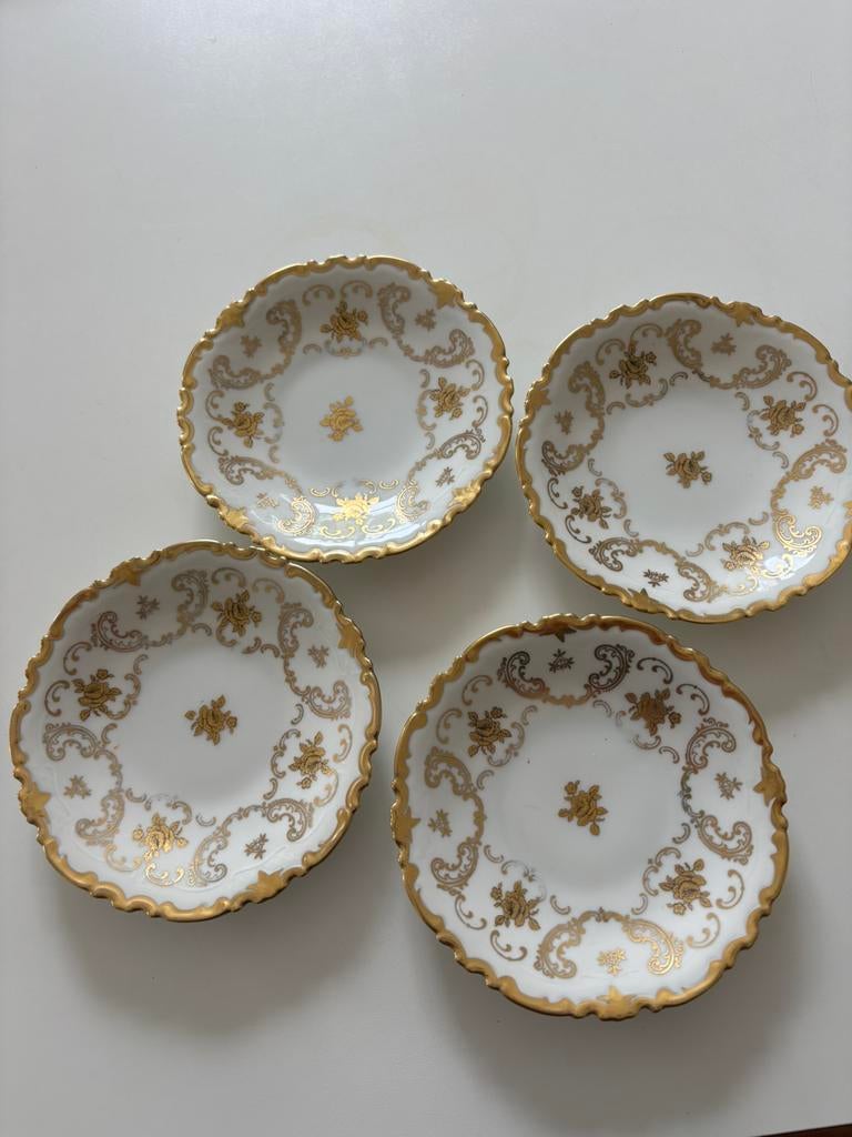 4 porseleinen vintage reichenbach bordjes, Ophalen of Verzenden
