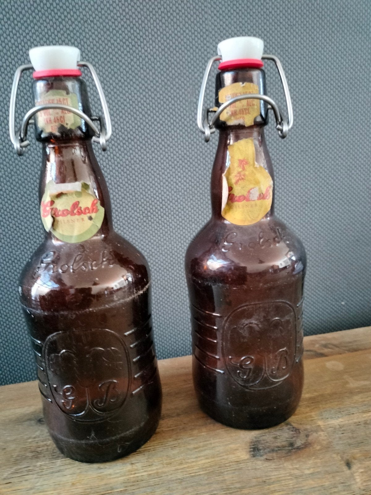 Vintage Grolsch beugelflesjes - Set van 2, Ophalen of Verzenden