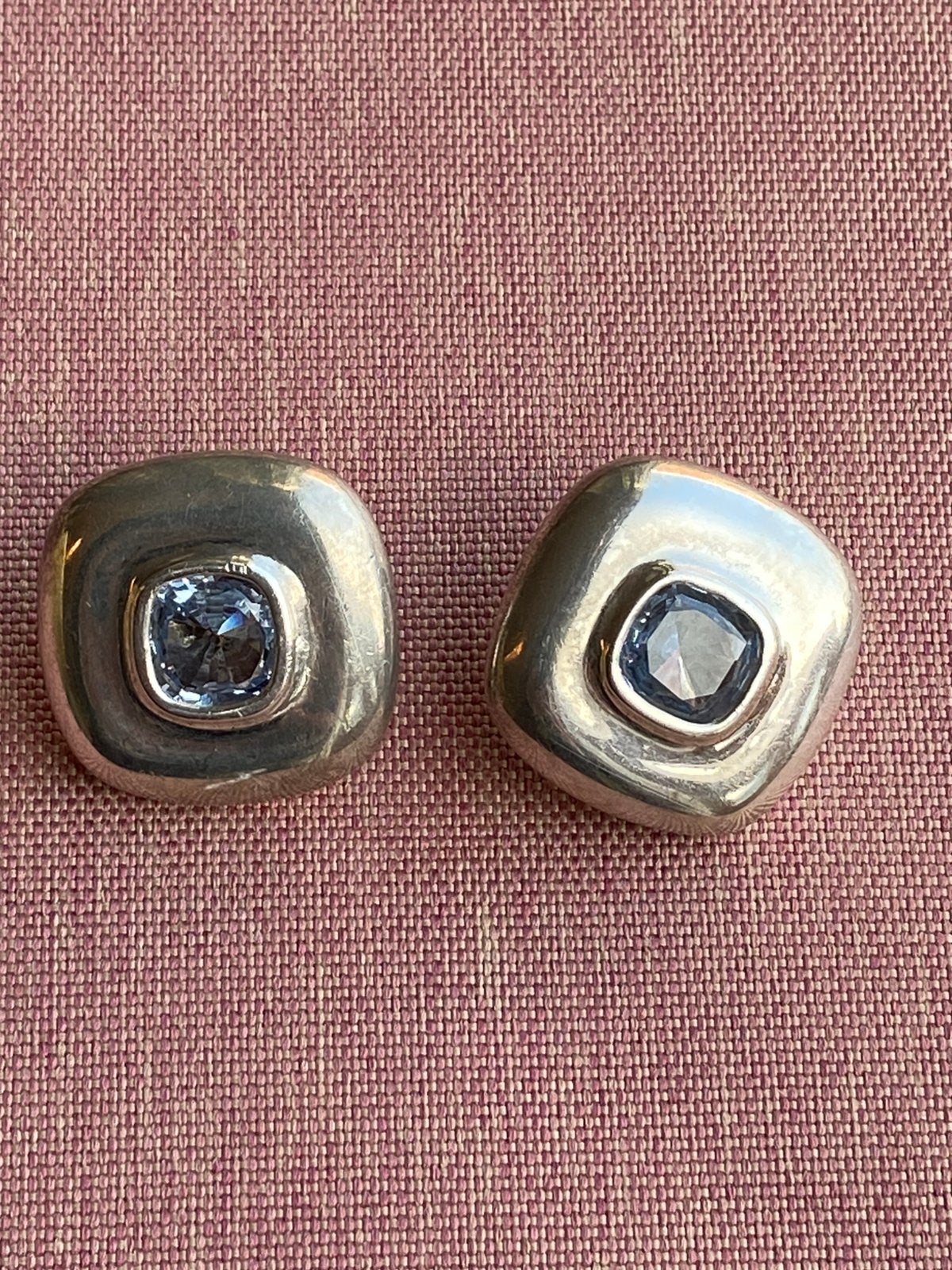 Zware Vintage Zilveren Clip-Oorbellen (925) - 21,5 Gram!, Blauw, Ophalen of Verzenden, Zo goed als nieuw, Met edelsteen