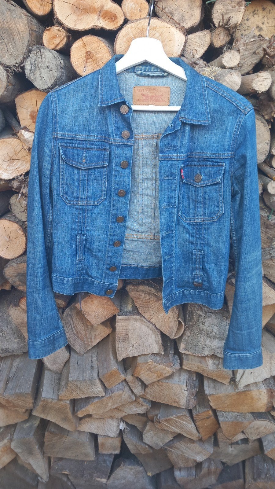 Levi's spijkerjasje maat M, Kleding | Dames, Maat 38/40 (M), Blauw, Ophalen of Verzenden, Gedragen