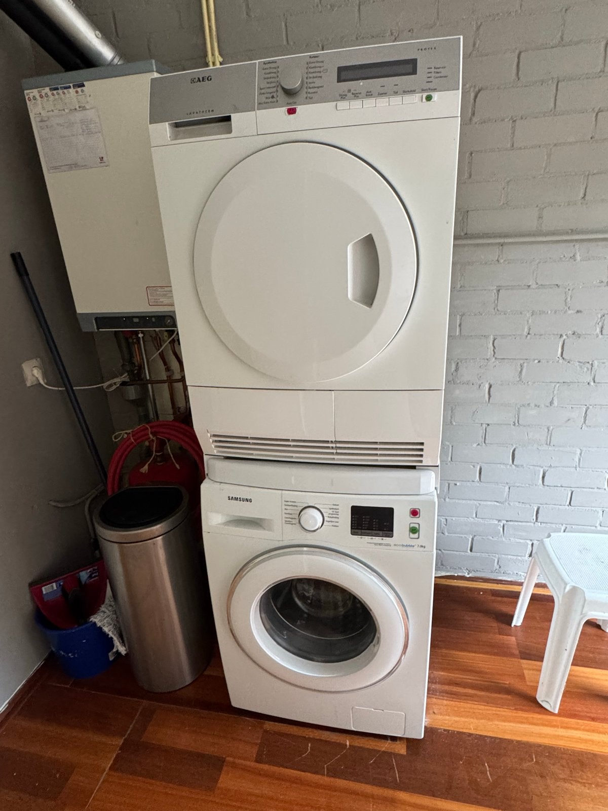 Combideal: Samsung wasmachine en AEG droger, Ophalen, 6 tot 8 kg, Minder dan 1200 toeren, Zo goed als nieuw