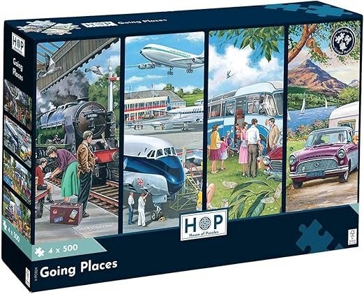 House of Puzzles - Going Places - 4x500 stukjes, Ophalen of Verzenden, 500 t/m 1500 stukjes, Nieuw, Legpuzzel