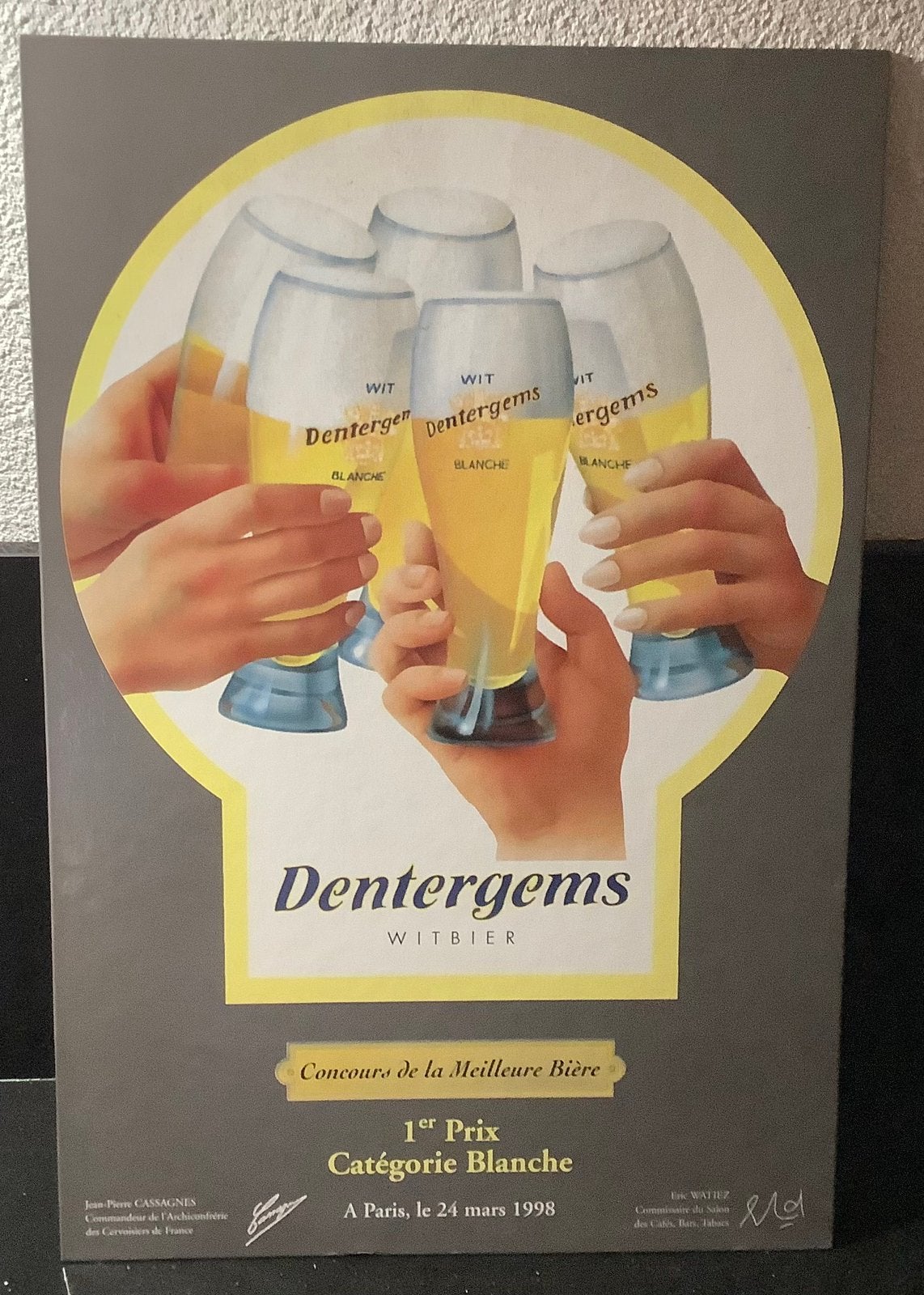 Oude bierreklame DENTERGEMS, Verzamelen, Ophalen of Verzenden, Gebruikt, Reclamebord, Plaat of Schild, Overige merken