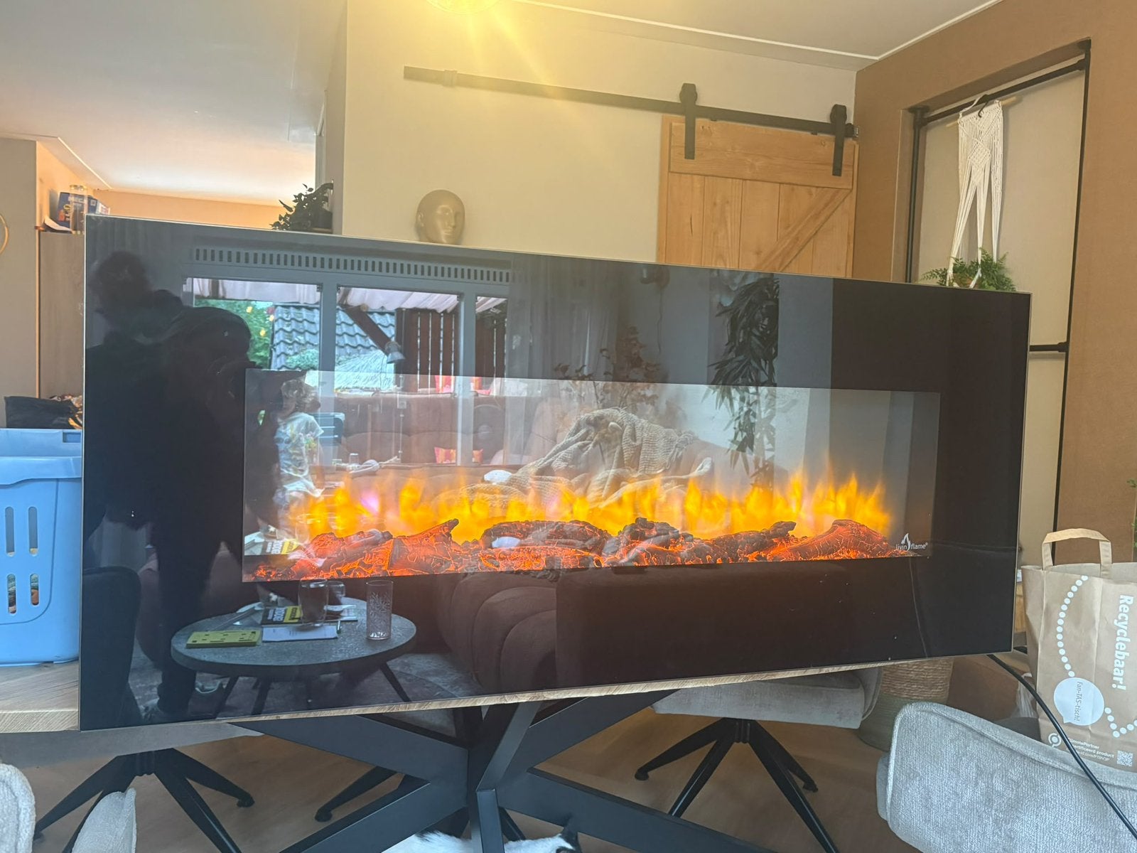 Livin’ Flame Nottingham EF202C elektrische haard 2000W, Ophalen, Gebruikt, Inbouwhaard, Elektrische haard