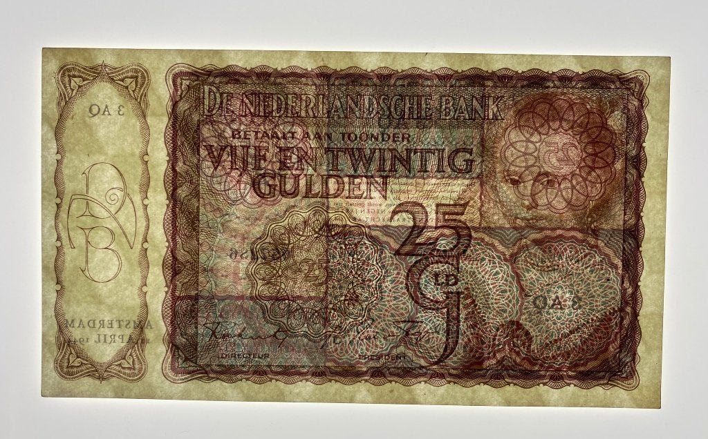25 Gulden 1944 Prinsesje - 3AQ 057286 -prachtig, Postzegels en Munten, Bankbiljetten | Nederland, Ophalen of Verzenden, 25 gulden