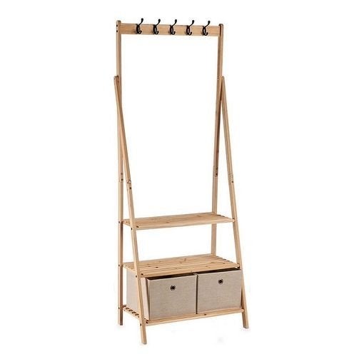 Nieuwe Houten Kapstok met 5 Haken en 2 Laden - Naturel, Ophalen, -, -, Nieuw