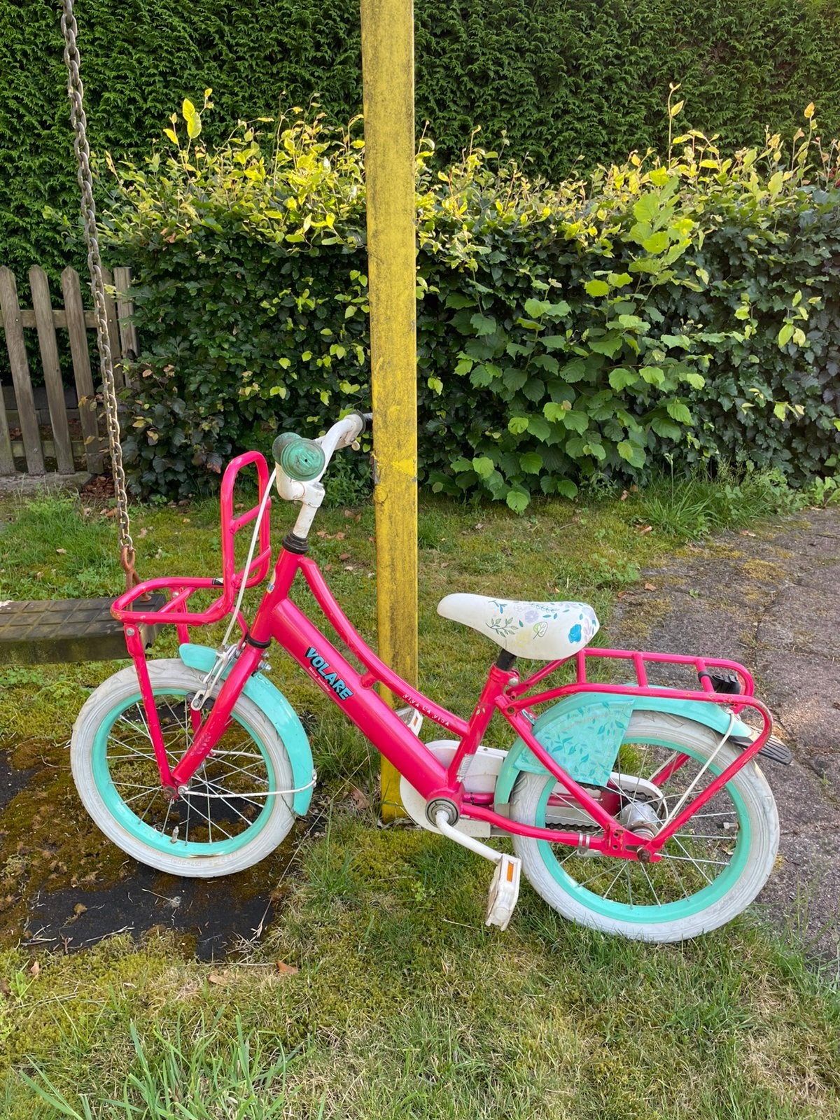 Leuke kinderfiets meisje 16 inch roze met blauw, Fietsen en Brommers, Ophalen, Gebruikt