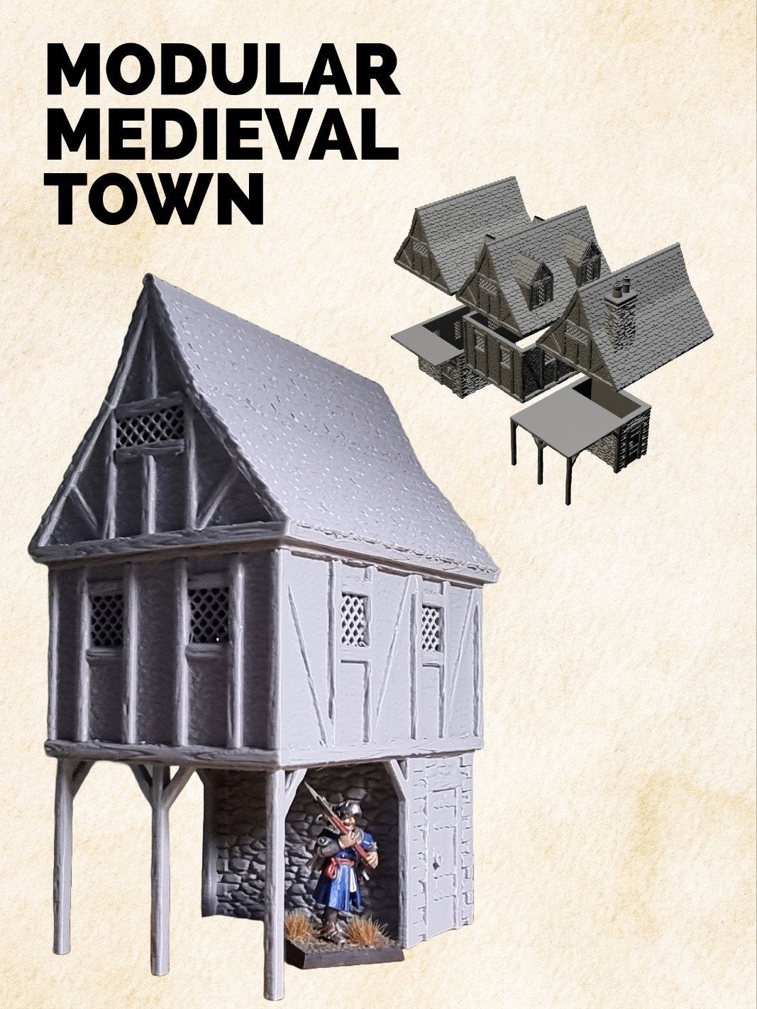 D&D Modulair Stadshuis Terrein - Fantasy Tabletop Scenery v2, Ophalen of Verzenden, Overige soorten