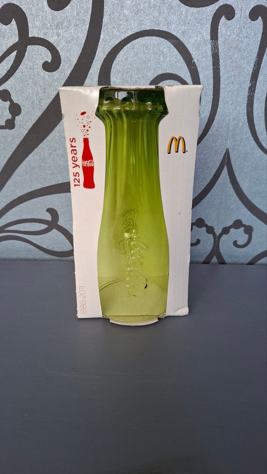 Coca-Cola McDonald's 125 jaar glas groen, Verzamelen, Merken en Reclamevoorwerpen, Ophalen of Verzenden, Gebruiksvoorwerp