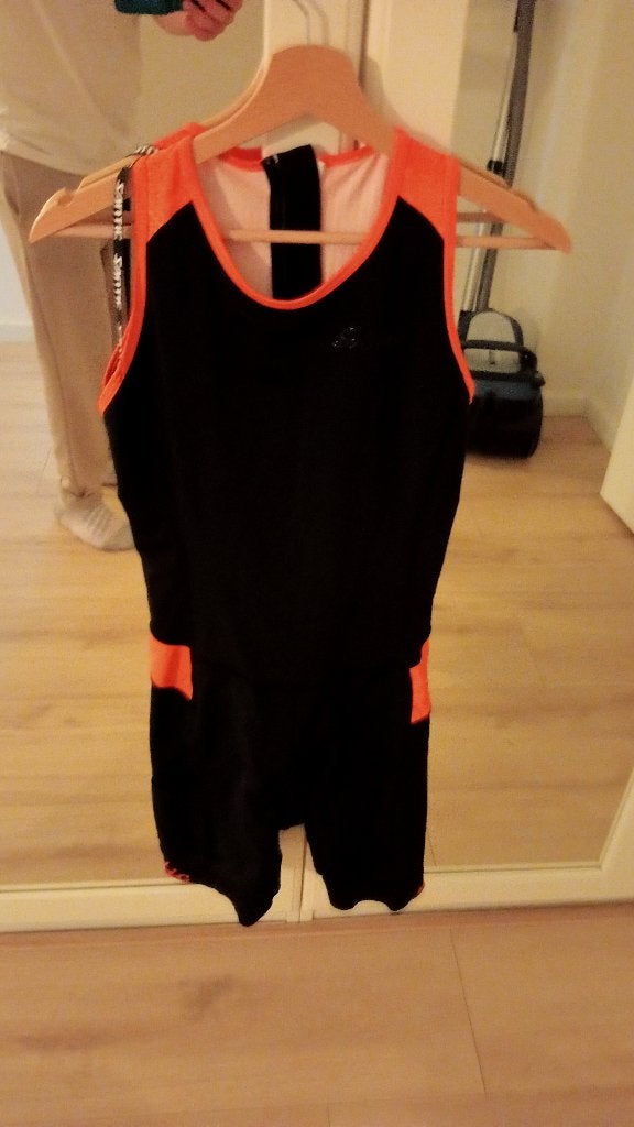 Santic Triathlon Pak - Zwart/Oranje - Zo goed als nieuw, Maat 48/50 (M), Zwart, Ophalen of Verzenden, Zo goed als nieuw