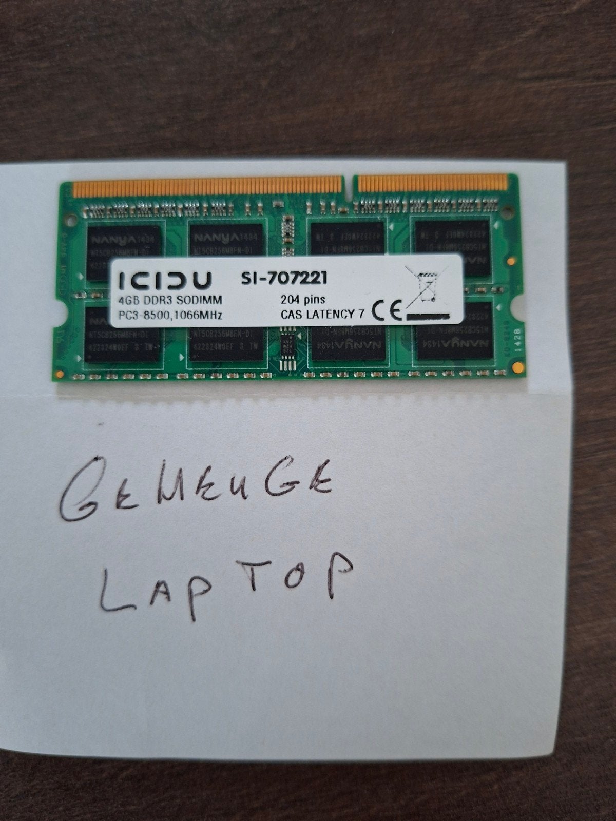 Intern geheugen voor laptop, Computers en Software, Ophalen, Gebruikt, DDR3, Laptop