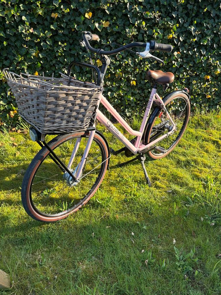 Roze Gazelle stadsfiets met mand - in zeer goede staat, Velgrem, Versnellingen, Ophalen of Verzenden, Zo goed als nieuw