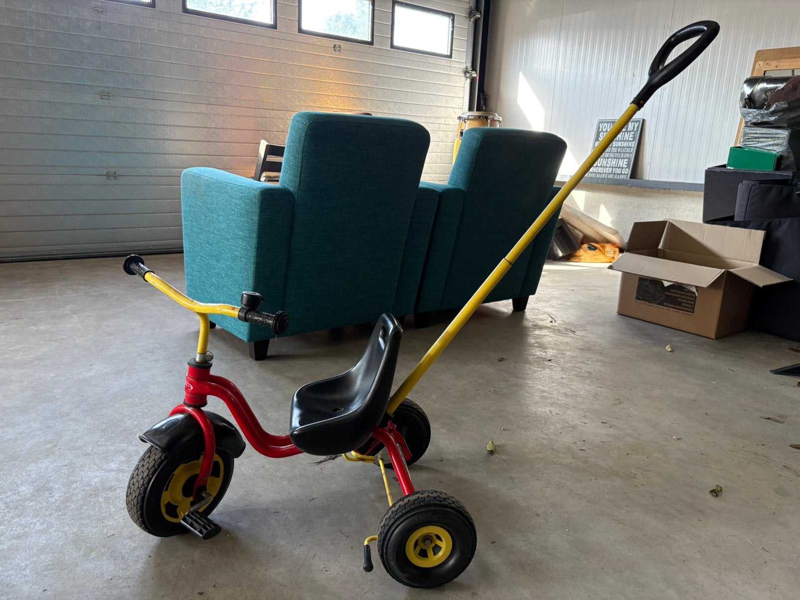 Puky driewieler met duwstang, Ophalen, Gebruikt, Duwstang