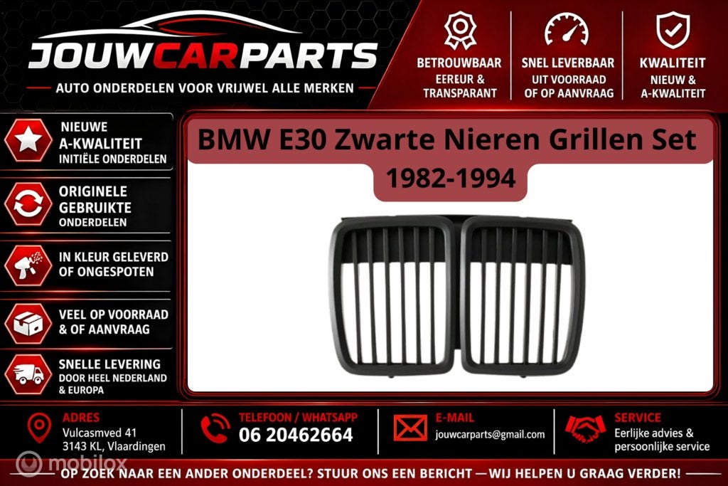BMW E30 Zwarte Nieren Grillen Set 1982-1994, Auto-onderdelen, Carrosserie en Plaatwerk, Grill, Nieuw, Ophalen of Verzenden, BMW