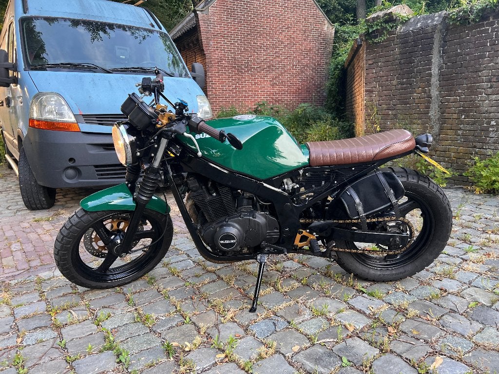 Unieke Retro A2 Suzuki Scrambler Caferacer, 2 cilinders, Gebruikt, Particulier, Overig