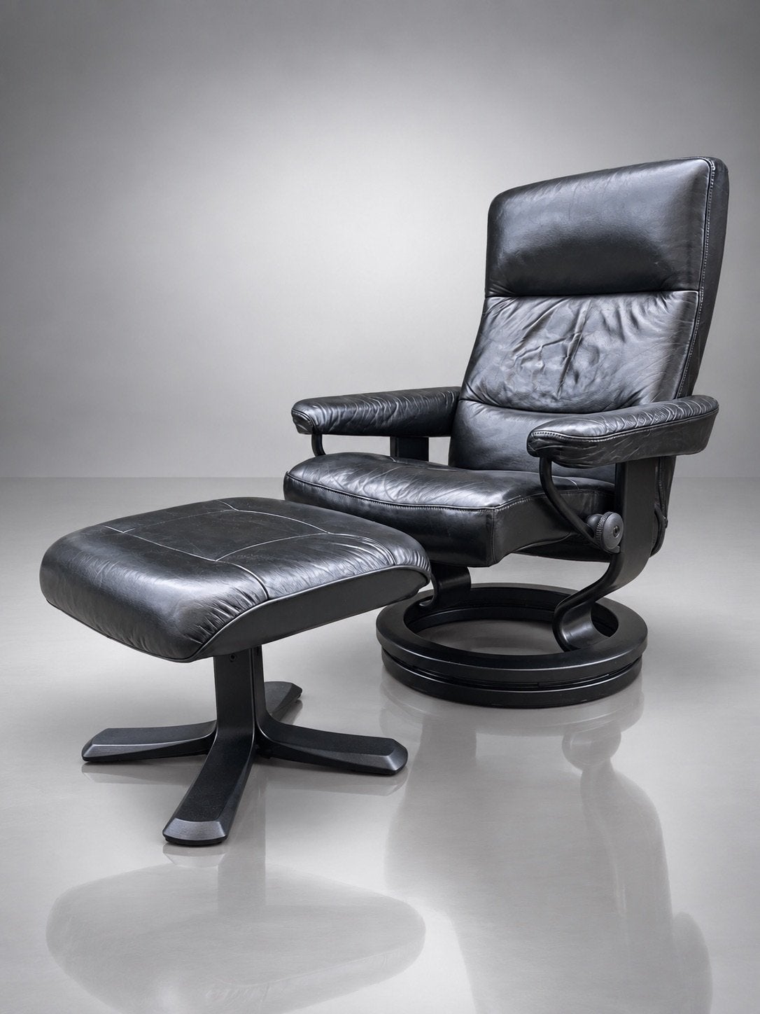Nette Stressless Atlantic & Hocker, Ophalen of Verzenden, Hout, Scandinavisch