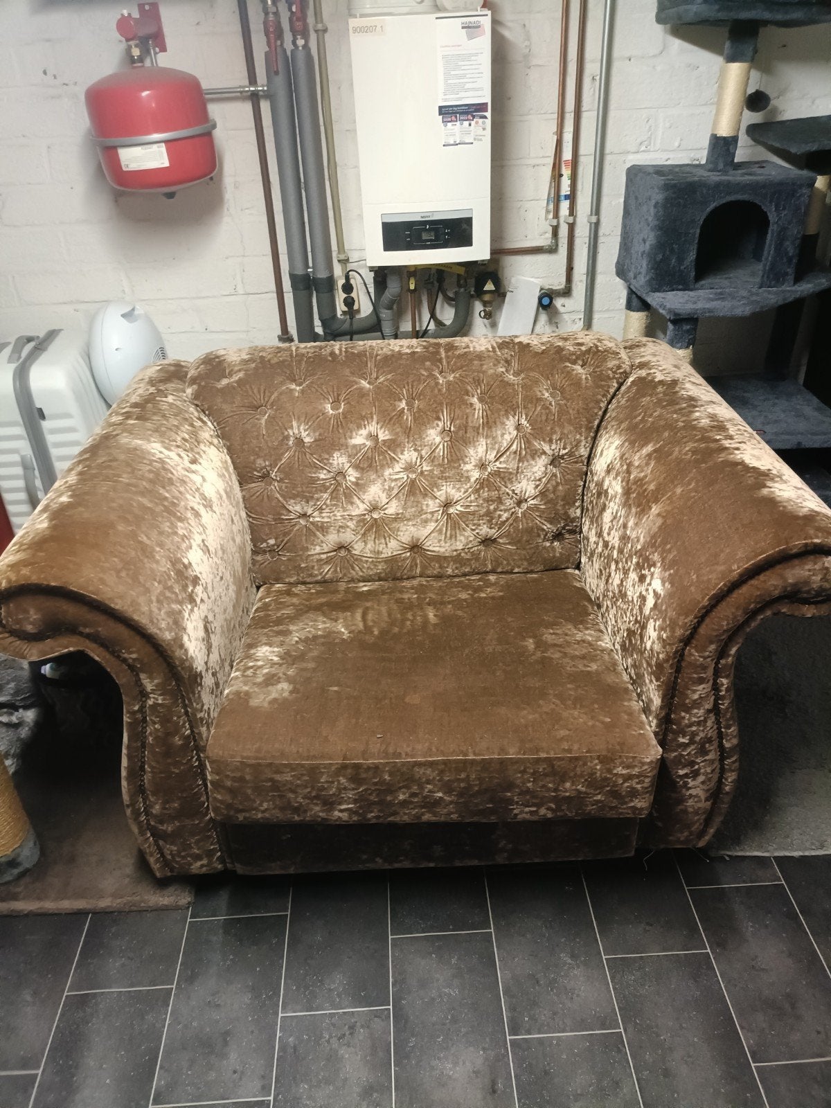 Mooie loveseat zeer goeie staat bruin, Ophalen, Minder dan 75 cm, Tweepersoons, Zo goed als nieuw