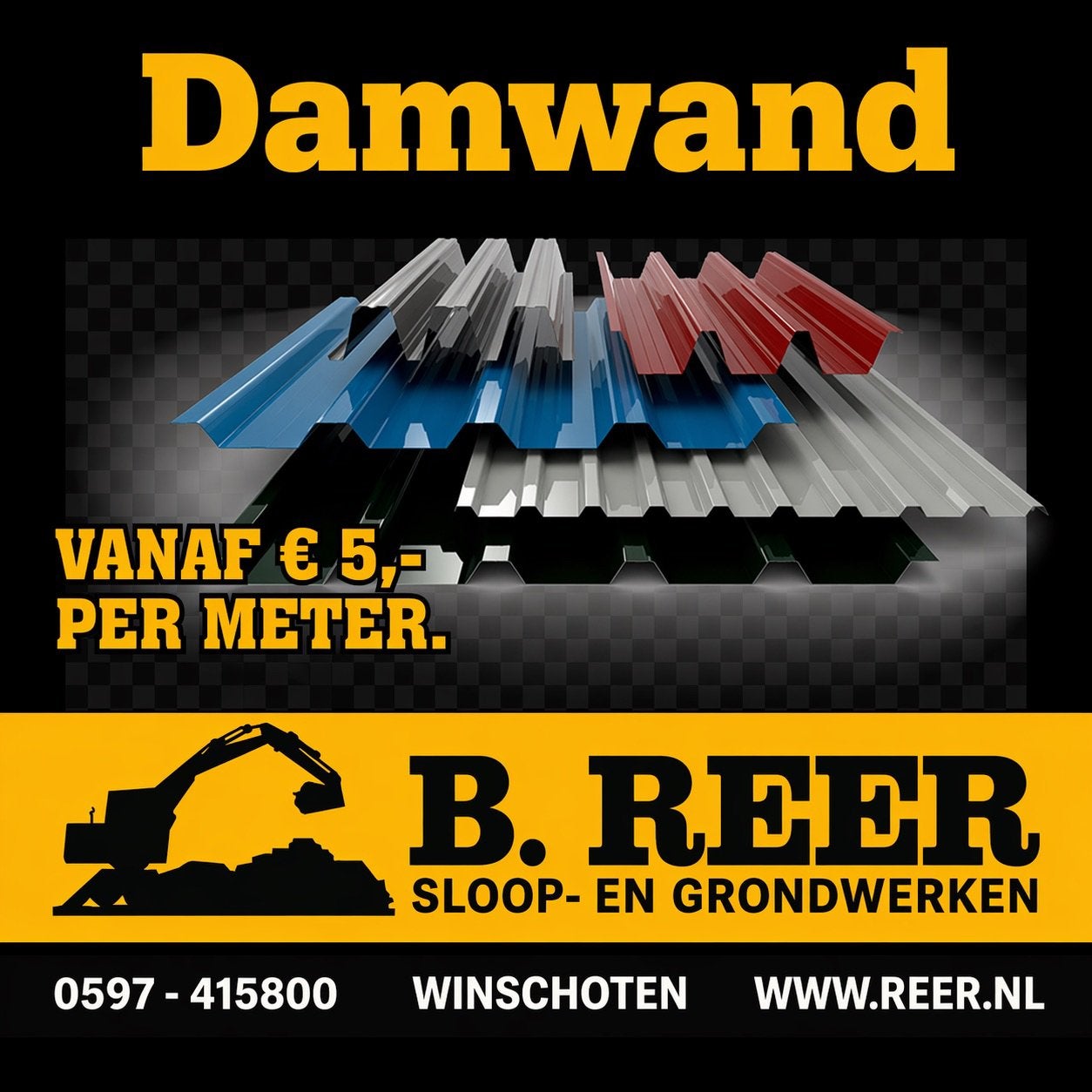 Damwand- Golfplaat, Doe-het-zelf en Verbouw, Ophalen, ., Zo goed als nieuw, .