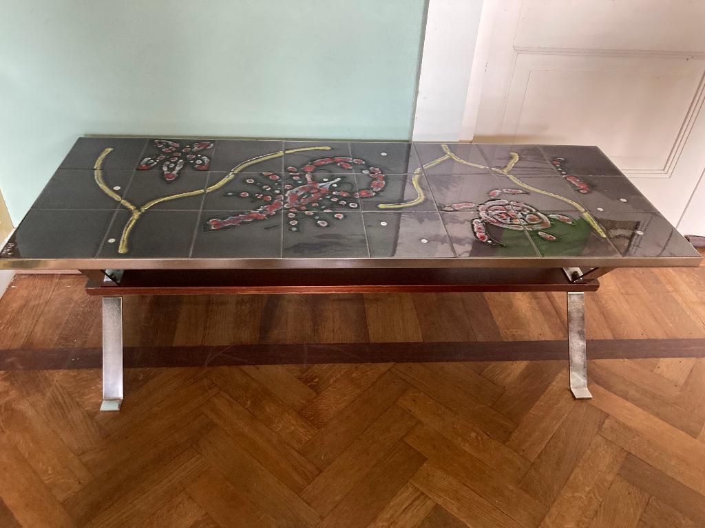 Vintage design salontafel - Adri Belgique, Ophalen, Minder dan 50 cm, Vintage - jaren 60 - design, 100 tot 150 cm