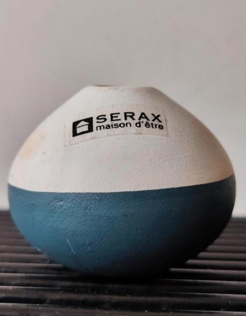 Serax Maison d'être blauw-wit keramieken vaasje, 6 cm, Gebruikt, Blauw, Aardewerk of Porselein, Ophalen of Verzenden