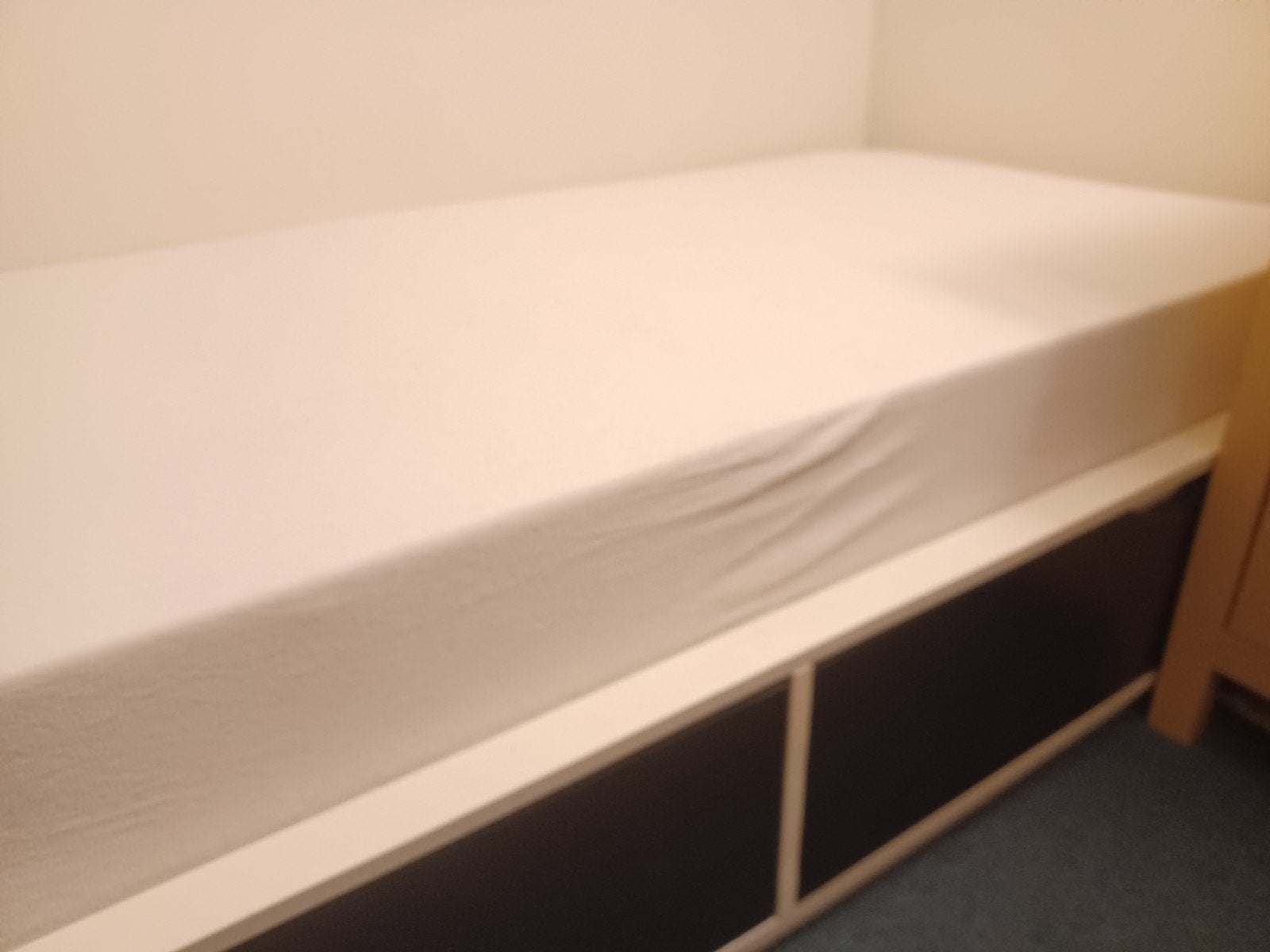 Ikea Odda bed met 2 ruime lades, Ophalen, 90 cm, Eenpersoons, Wit