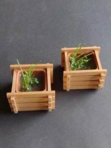 vierkante vijver in houten bak / poppenhuisminiatuur, Ophalen, Zo goed als nieuw, Decoratie
