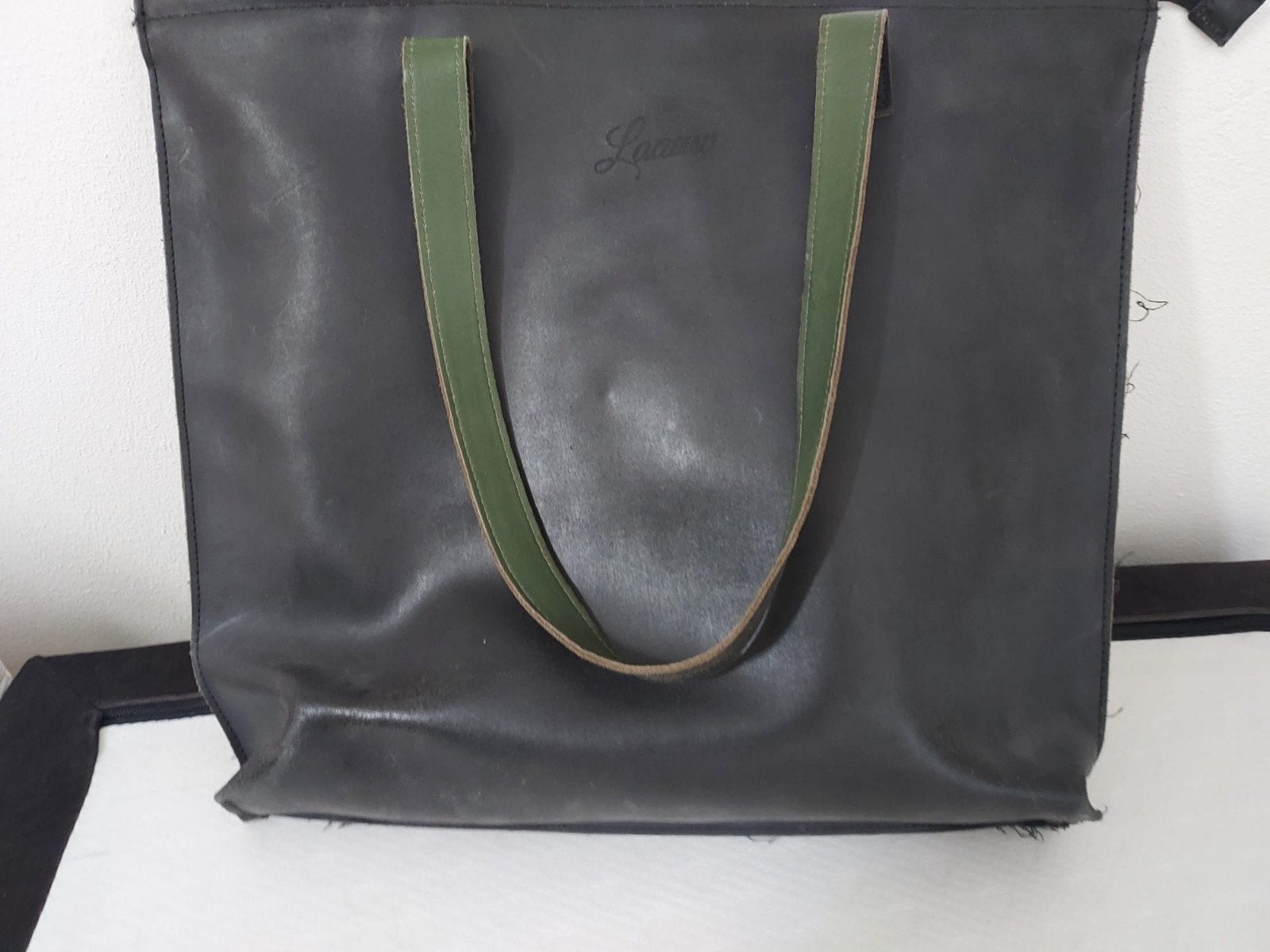 Laauw Antraciet Grijze Leren Shopper - Nette Staat, Ophalen of Verzenden, Gebruikt, Grijs, Shopper