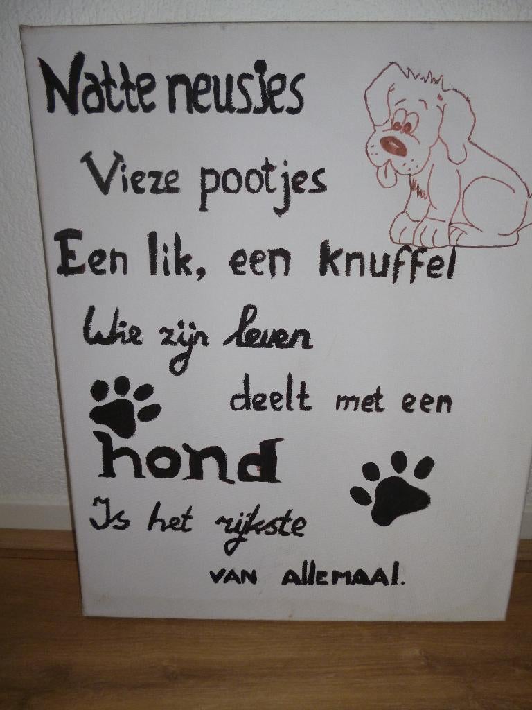leuk tekstbord hond, Ophalen of Verzenden, Zo goed als nieuw