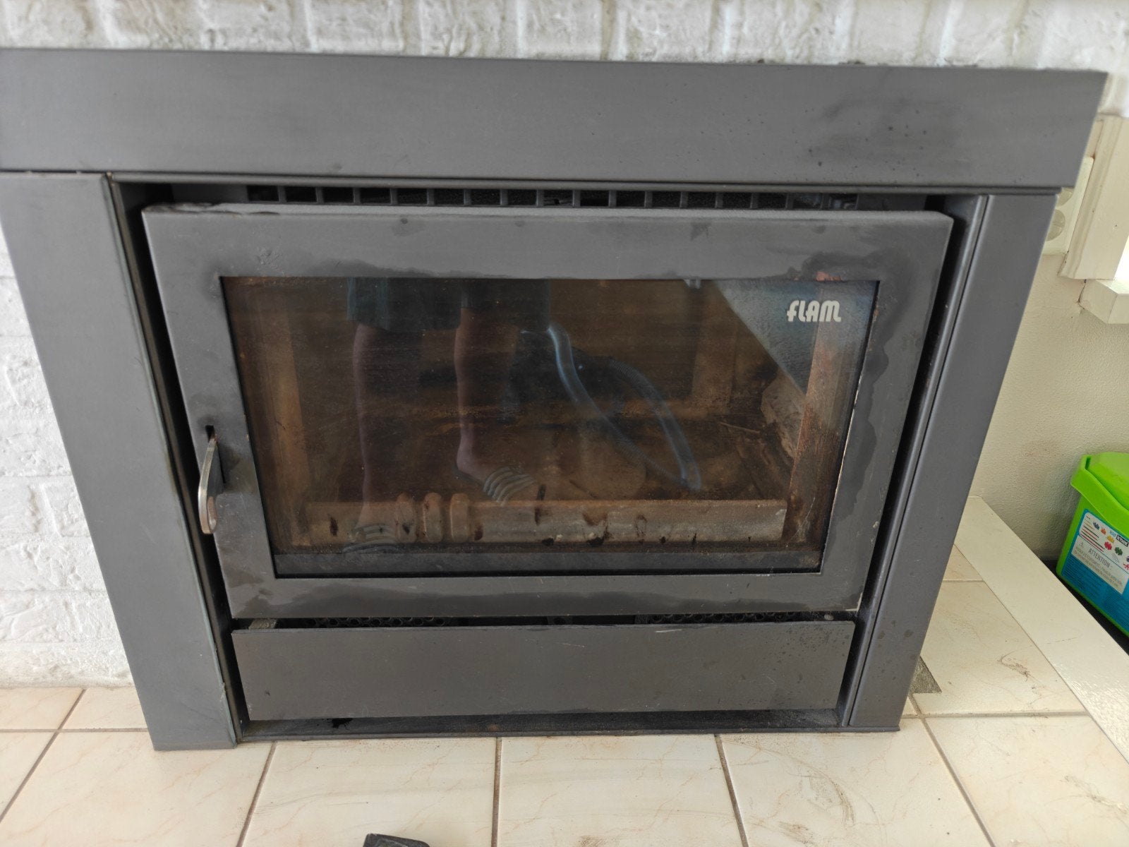 Inbouw Houtkachel Flam MT 61/50 E - 10 kW, Huis en Inrichting, Kachels, Ophalen, Gebruikt, Houtkachel, Inbouw