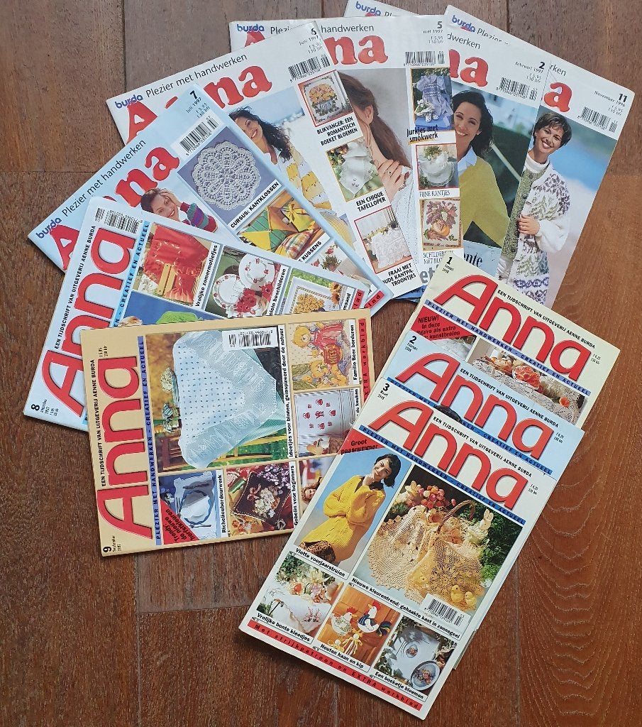 ANNA plezier met handwerken - 10 tijdschriften 1996/1998, Ophalen of Verzenden, Overige onderwerpen, Onbekend, Gelezen