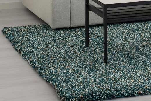 IKEA VINDUM Hoogpolig Vloerkleed Groenblauw Gemêleerd, Huis en Inrichting, Ophalen, Zo goed als nieuw, Rechthoekig, 200 cm of meer