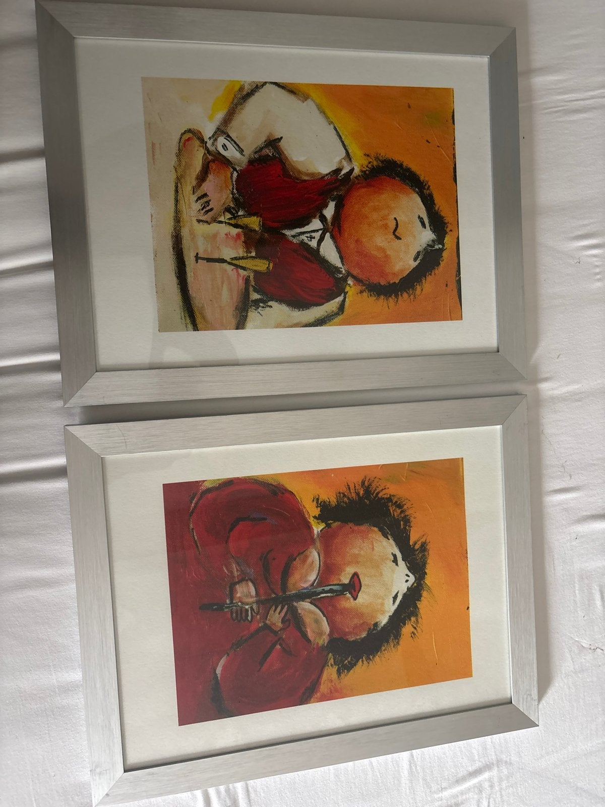Twee ingelijste kunstwerken van Theo Broeren, Ophalen, Portret of Personen, Expressionistisch, Print