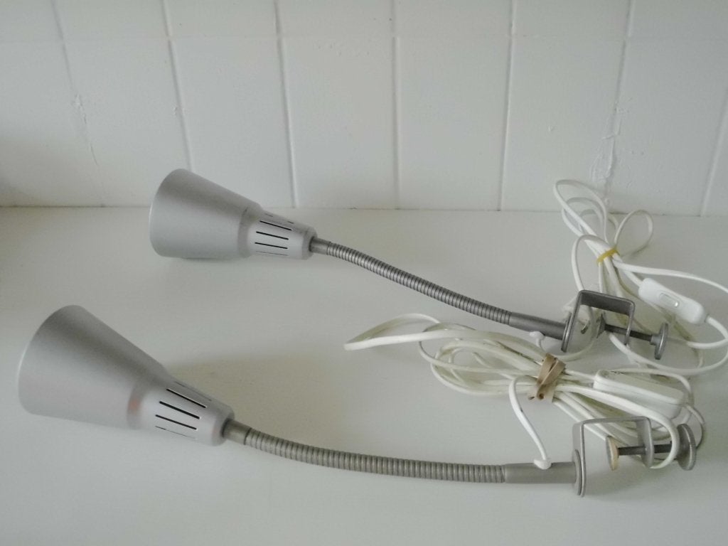 2 x retro vintage IKEA KVART klemlamp mat zilver V0401, Huis en Inrichting, Lampen | Spots, Ophalen, Gebruikt, Overige typen, E14 (klein)