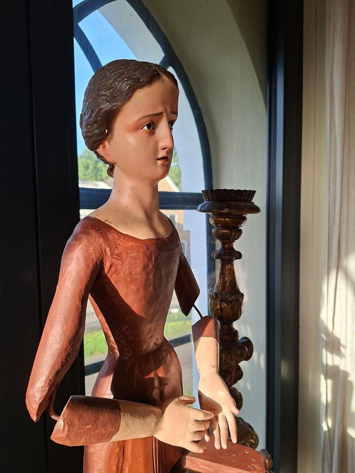 Antieke Madonna Santos religie beeld kerst staakmadonna., Ophalen