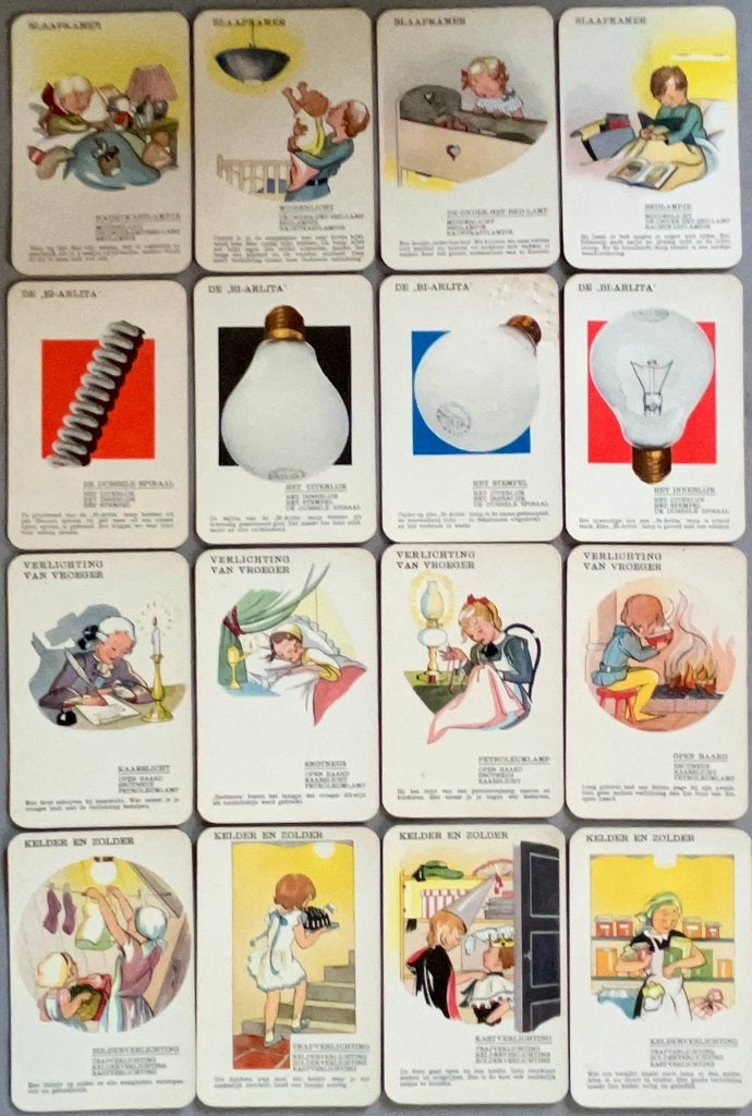 Philips 'Bi-Arlita' Kwartetspel, 1933 Reclame voor een Lamp, Ophalen of Verzenden, Gebruikt, Kwartet(ten)