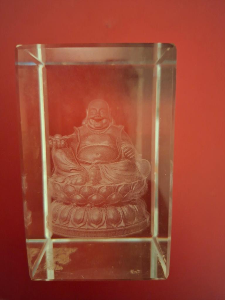 Glaskunst Boeddha, Decoratieobject, 5 cm, Ophalen of Verzenden, Zo goed als nieuw