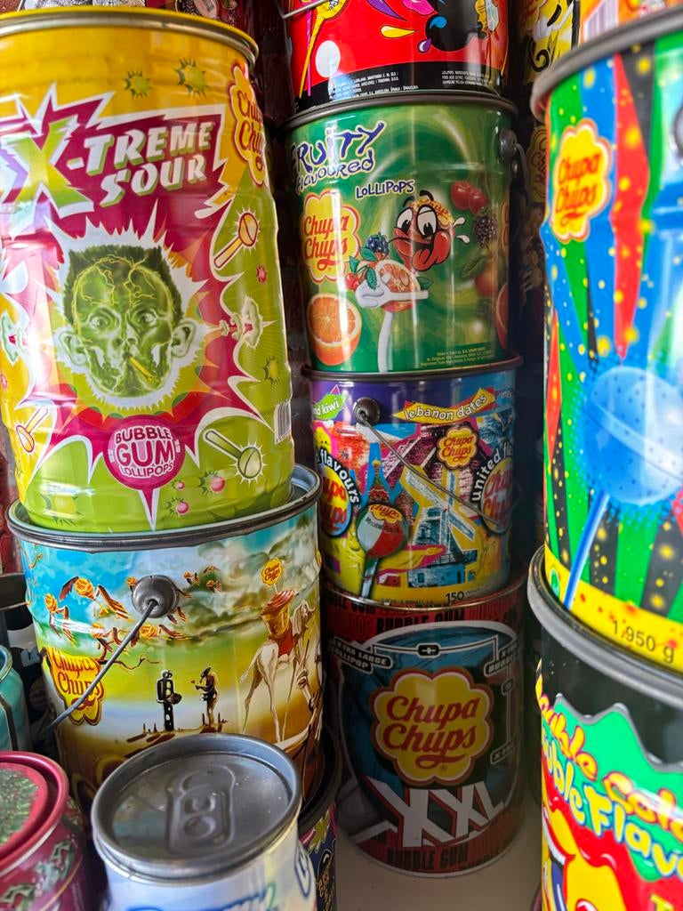 Chupa Chups blikken collectie uit de jaren '90, Verzamelen, Blikken, Ophalen, Gebruikt, Overige, Overige merken