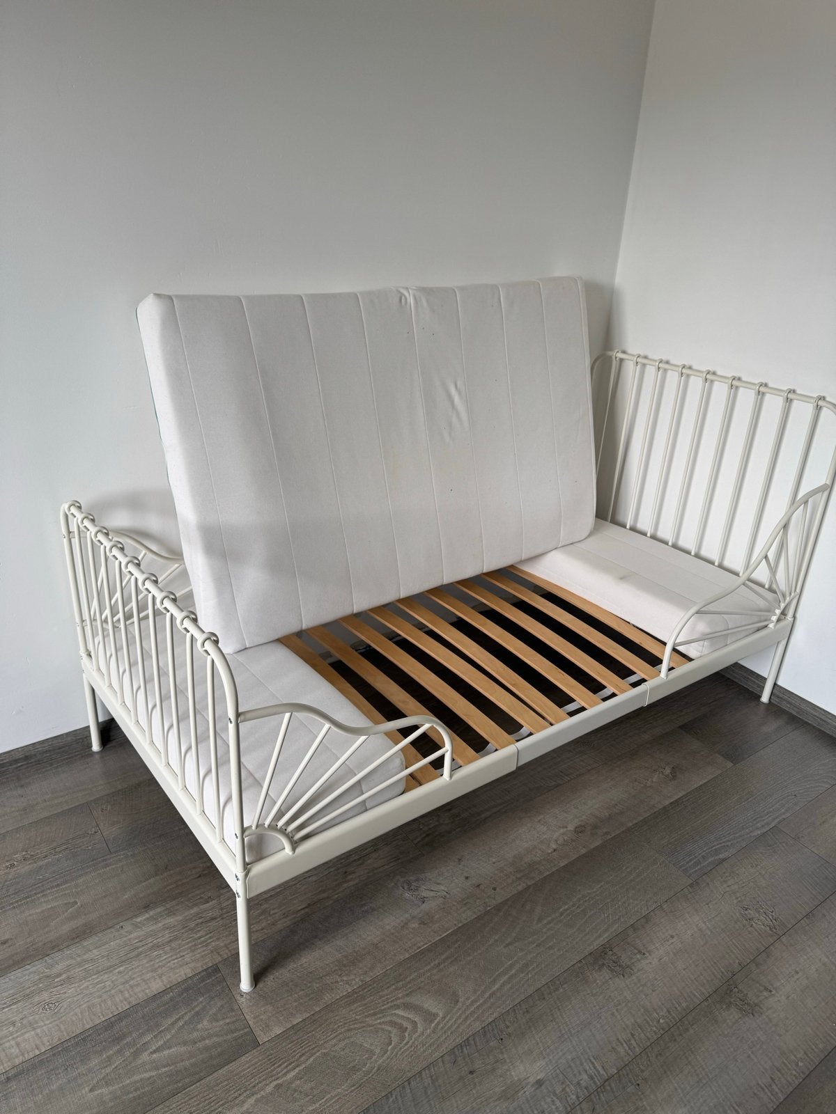 IKEA Minnen meegroeibed compleet met matras en lattenbodem, Ophalen, Gebruikt, 70 tot 85 cm, Lattenbodem