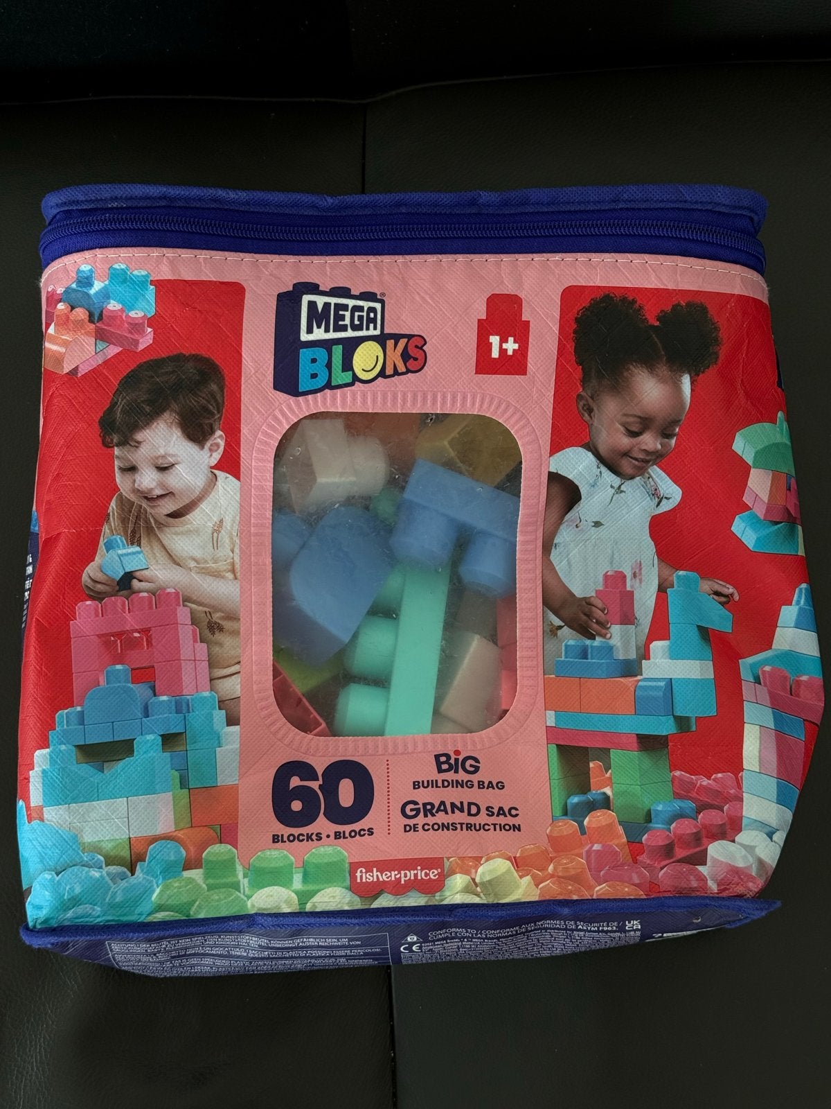 Mega Bloks Grote Bouwzak 60 Blokken Fisher-Price, Ophalen of Verzenden, Zo goed als nieuw, Megabloks