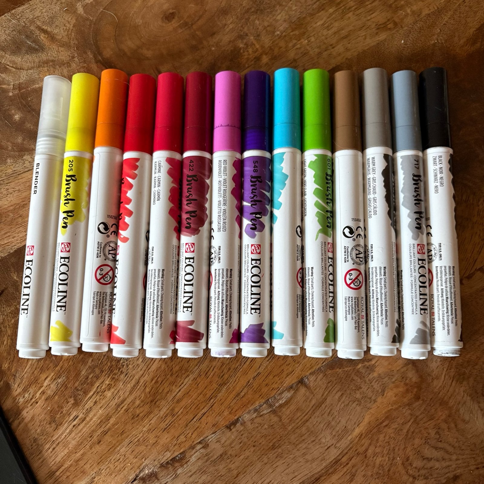 Ecoline Brush Pens - Set van 14 kleuren en blender, Hobby en Vrije tijd, Ophalen of Verzenden, Gebruikt, Potlood of Stift