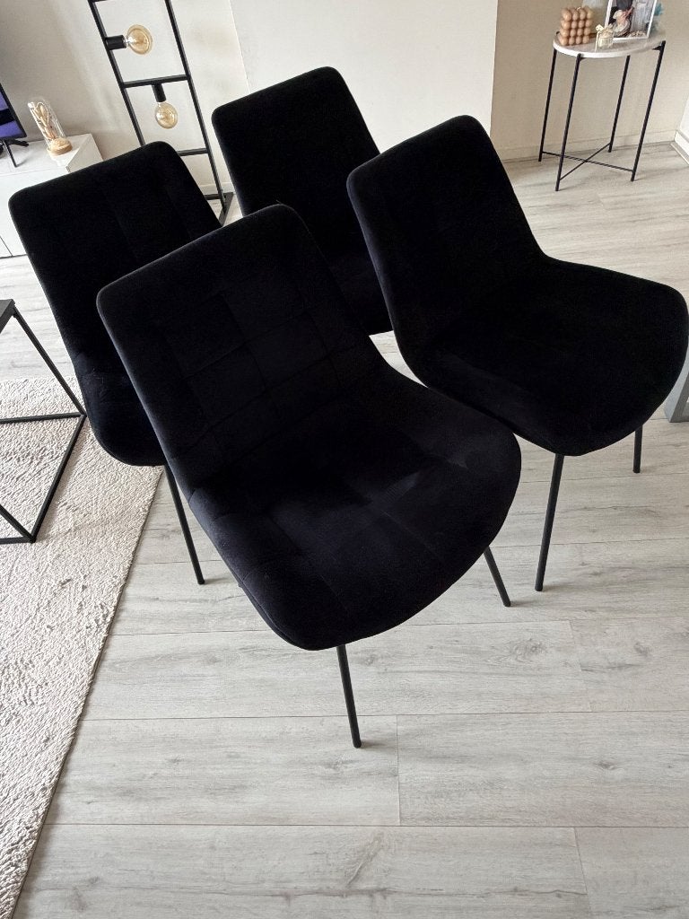 Eetkamerstoelen zwart fluweel, Ophalen, Velours, Zwart, Zo goed als nieuw