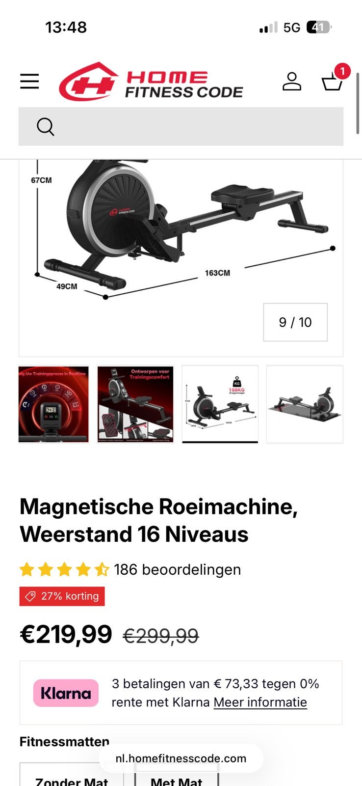 Magnetische Roeimachine Weerstand 16 Niveaus nieuw in doos