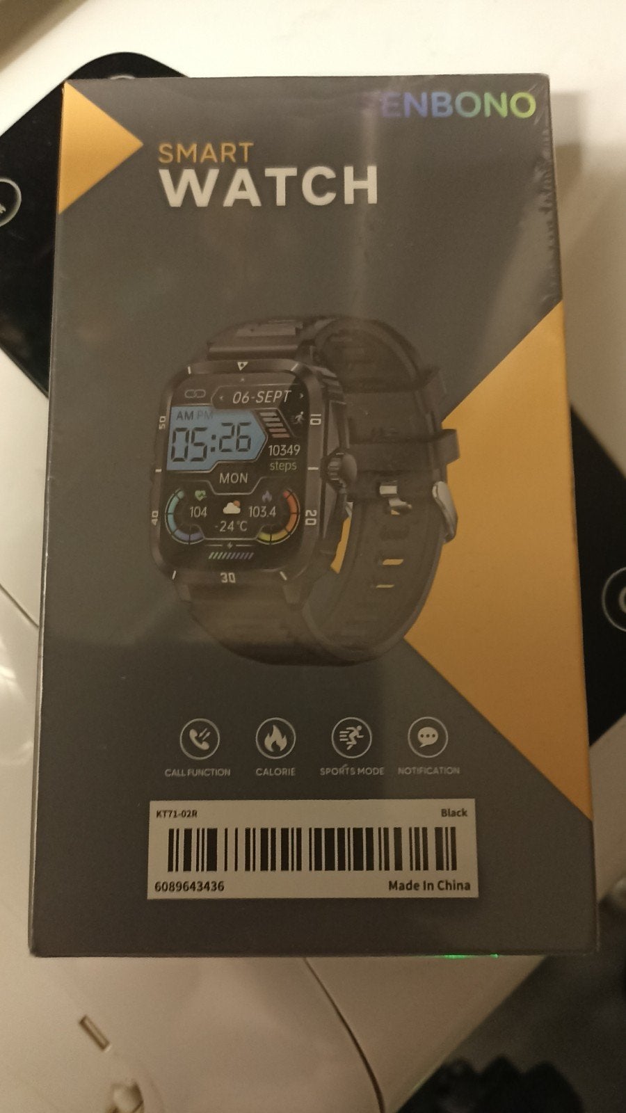 SENBONO Smartwatch KT71-02R - Nieuw in doos, Zwart, Nieuw, Ophalen of Verzenden, SENBONO
