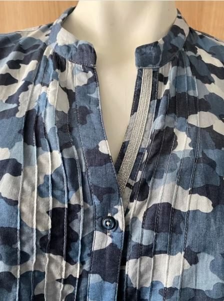 Blauwe camouflage blouse 100% katoen mt. M/L, Maat 38/40 (M), Blauw, Ophalen of Verzenden, Zo goed als nieuw